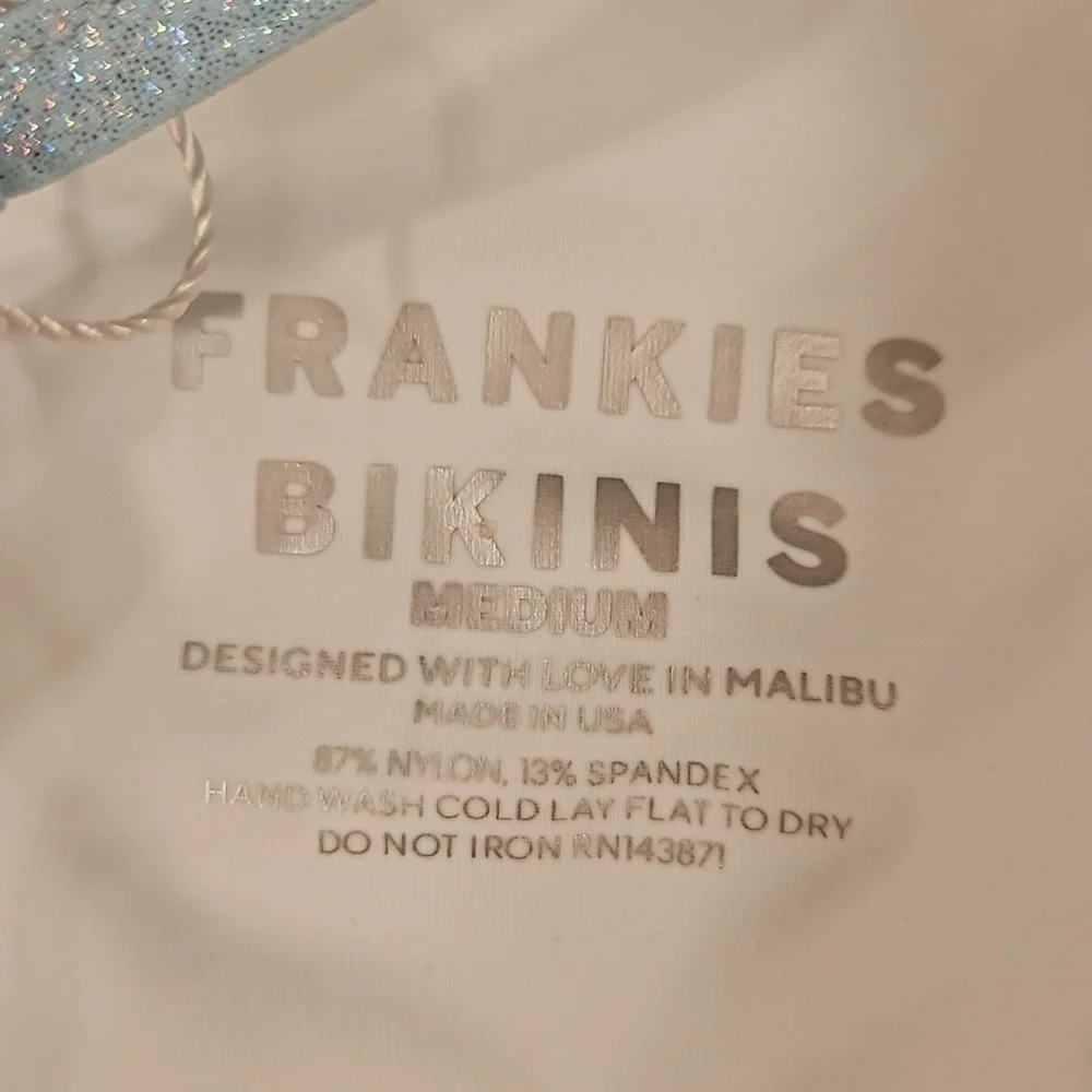 💕FRANKIES BIKINIS💕 Jamilla Iridescent String Top ~ Cloud Chaser Blue M NWT